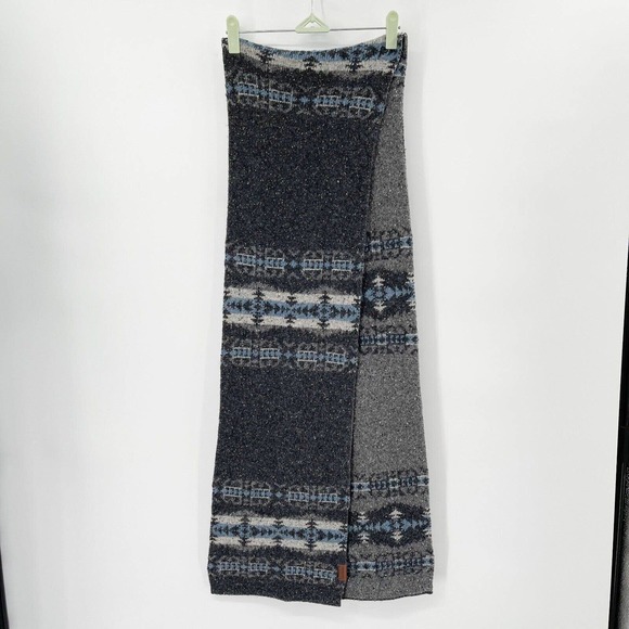 Pendleton Southwest Print Speckled Knit Wrap Scarf O/S Gray Blue Oversized
